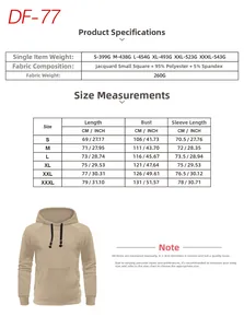 Größentabelle mit Maßen für das Herren Kapuzensweatshirt mit Jacquard-Karomuster