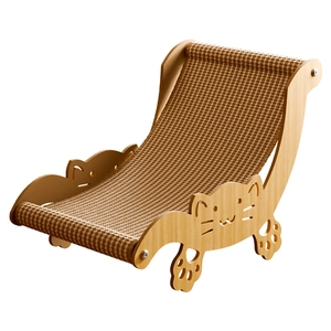 Durable sisal cat scratching board bed with a sturdy wooden frame and cat shaped silhouette