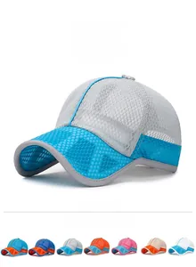 Detail of breathable mesh fabric on kids baseball cap with various color options