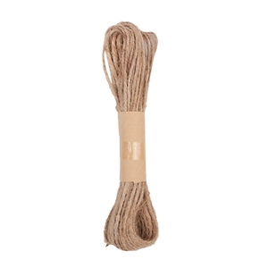 Detail shot of a natural brown hemp rope roll for DIY Christmas gift tag packaging
