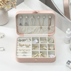 Portable PU Leather Jewelry Box Organizer Travel Case For Earrings Rings Necklaces Storage Display Box For Women