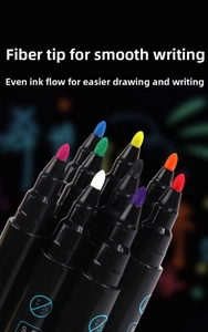 Close-up of vibrant multi-colored liquid chalk markers with durable fiber tips for drawing