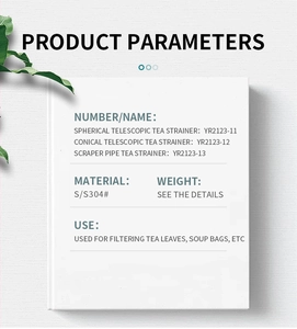 Specifications table for 304 stainless steel tea strainers and telescopic infusers