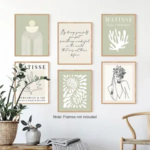 Set di 6 stampe d'arte Matisse moderne con fiori astratti e linee di donna minimaliste