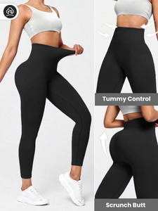 Legging de yoga sans couture taille haute avec contrôle du ventre et effet push up