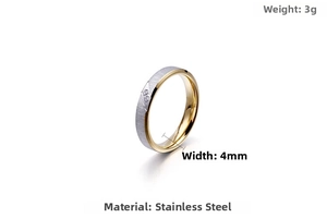 Detail of 4mm stainless steel ring featuring brushed silver finish and gold inner band