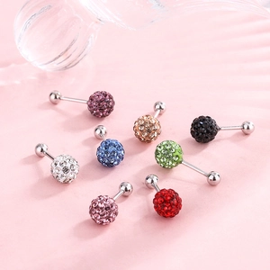 S925 sterling silver pave crystal ball screw back earrings in multiple vibrant colors
