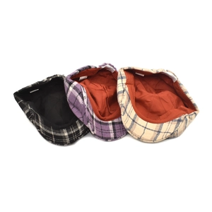 Three retro plaid newsboy hats with inner lining and premium wool texture fabric