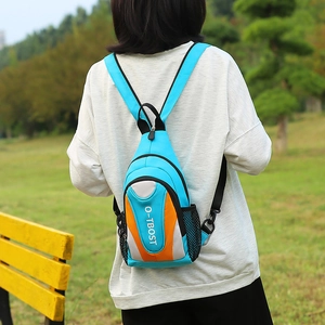 Outdoor multifunctional Oxford chest bag with blue and orange contrast design for men women