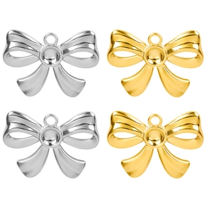 304 stainless steel gold and silver bow pendants for DIY necklace and jewelry making