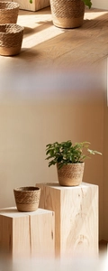 Close-up of hand-woven seagrass basket texture showing tight natural fibers and craftsmanship