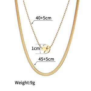 Double-layer gold star necklace dimensions showing 40+5cm and 45+5cm chain lengths