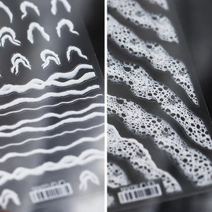 3D Embossed White Wave Nail Art Stickers Foam Ripple Water Minimalist Manicure Decoration Decals
