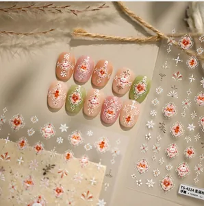 Detail von geprägten Weihnachts-Nagelstickern TS-4214 mit Schneemann und Lebkuchenmann Motiven
