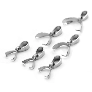 Set of 6 stainless steel pinch bails for pendant necklaces and DIY jewelry making