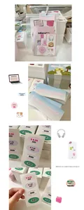 Detail of Korean style stationery stickers featuring hamsters and decorative labels