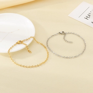Dettagli di bracciali a catena regolabili in acciaio inossidabile oro e argento su vassoio