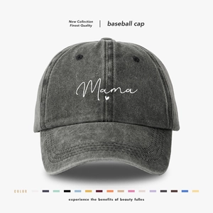 Washed Cotton Mama Heart Letter Printed Baseball Cap For Women Men Sun Protection Adjustable Soft Top Peaked Cap Vintage Hat