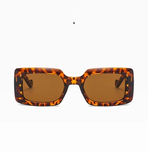 Vue détaillée de lunettes de soleil rectangulaires écaillées avec verres marron