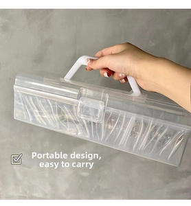 Portable clear jewelry box with handle and inner sealed bags for easy carrying