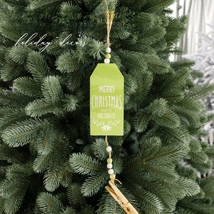 Christmas Wooden Hanging Ornament With Clip Painted Wood Bead Sign Merry Christmas Pattern Holiday Party Tree Decoration Rustic