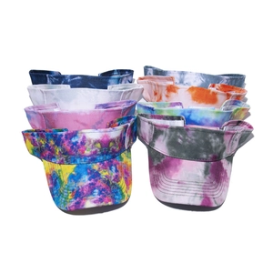 Women Men Casual Tie-Dye Sun Visor Hat Polyester Open Top Cap Adjustable Sport UV Protection Headwear Summer Beach Sunshade Cap