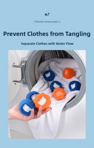 Blue and orange laundry sponge balls with bear core for preventing clothes entanglement