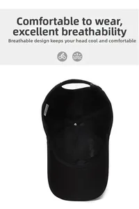 Internal view of a black baseball cap featuring breathable mesh and cross-stitch support