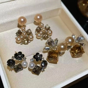 Eleganti Orecchini In Lega Floreale Geometrica Con Strass Smalto E Perno In Argento Sterling 925 Stile Vintage Francese