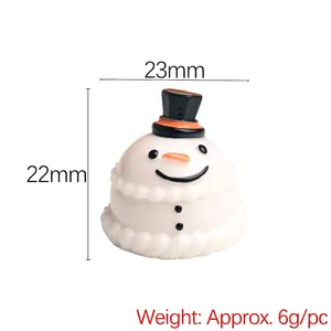 Mini bonhomme de neige en résine avec chapeau noir pour bricolage DIY, taille 22x23mm