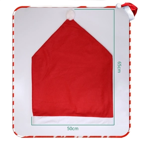 Red Christmas hat chair cover in velvet fabric with size details 50x65cm