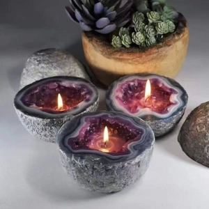 Kreative Amethyst Geode Aromatherapie Kerze Schale Ornament Harz Handwerk Natürliche Mineral Kristall Duftkerze Haus Büro Tisch Dekoration Geschenk