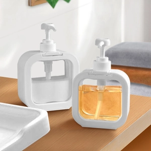 Refillable Square Pump Bottle PP Plastic Transparent Liquid Soap Dispenser For Lotion Shampoo Bathroom Travel