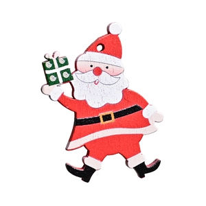 Wooden Santa Claus hanging ornament with gift box for Christmas tree decoration