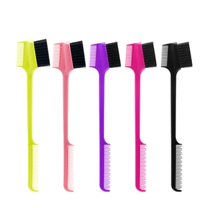 Set of 5 dual-ended eyebrow and edge brushes with fine-tooth combs in multiple colors