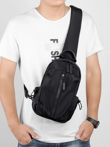 Men Sling Bag Waterproof Nylon Chest Bag With USB Charging Port Multi Pocket Crossbody Bag For Casual Travel Sports