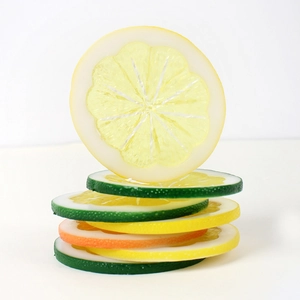 Realistic PVC lemon and lime slices for professional food photography and decor