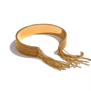 Collier ras du cou en acier doré 18 carats avec pampilles élégantes en perles fines