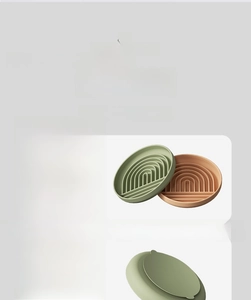Detail of silicone slow feeder pet bowl with non-slip base and smooth safety edges