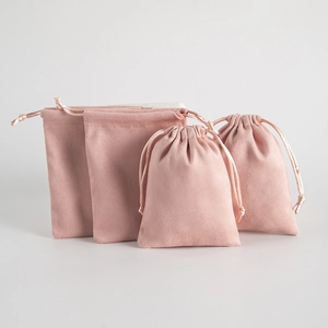 Rosa Samt Kordelzug Geschenktüten für Schmuck, weiche Aufbewahrungstasche für Geschenke.