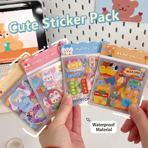 Cute Cartoon Animal Decorative Stickers PVC Waterproof DIY Scrapbooking Journal Decals Rabbit Bear Dog For Kids Girls