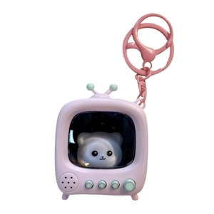 Schattige oplichtende kat TV sleutelhanger, creatief LED licht speelgoed hanger cadeau.