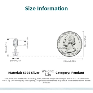 Guide des tailles du pendentif étoile en argent S925 avec mesures détaillées