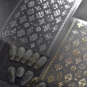 Retro gold and silver 3D nail art stickers with Baroque lace and frame patterns
