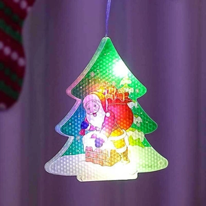 LED Christmas tree curtain light featuring Santa Claus illustration for indoor festive decor