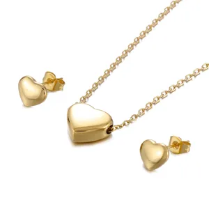 Gioielli Cuore Acciaio Inossidabile Lucidato Collana Con Pendente A Cuore E Orecchini A Lobo Cuore Per Donne