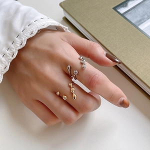 Minimalist S925 sterling silver irregular liquid drop open ring in gold and silver finish
