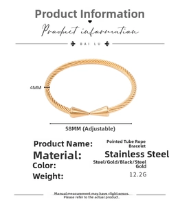 Technical specifications for 4mm adjustable titanium steel punk spike cable bracelet