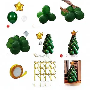 Step-by-step DIY guide for assembling 94pcs green latex balloon Christmas tree decor