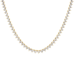 Elegant 18k gold heart-shaped tennis necklace featuring sparkling crystal stones